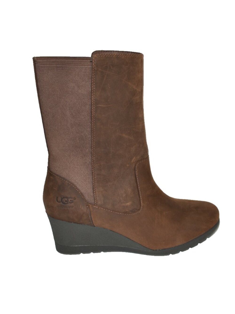 New! UGG Coraline Waterproof Wedge Bootie Brown Leather Sz 8.5 1095133 DD27